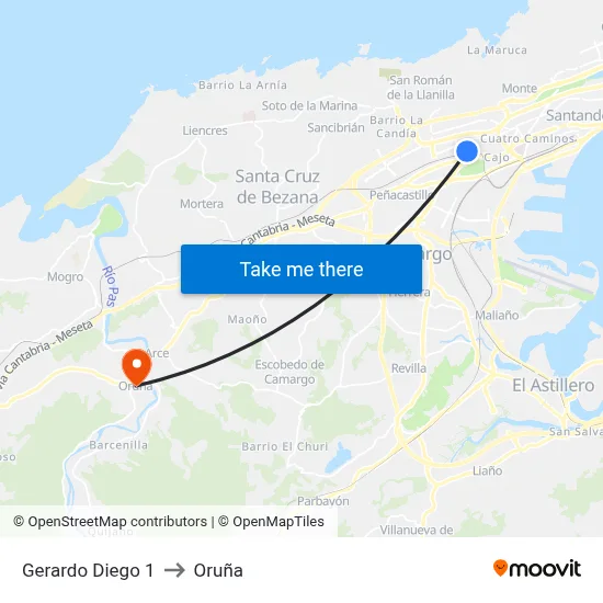 Gerardo Diego 1 to Oruña map
