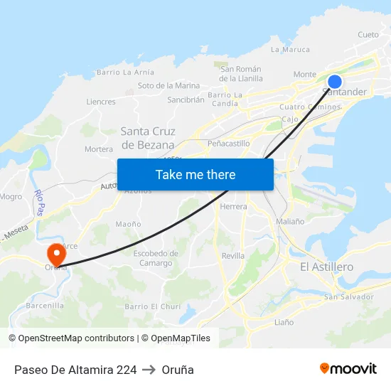 Paseo De Altamira 224 to Oruña map