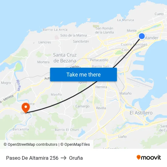 Paseo De Altamira 256 to Oruña map