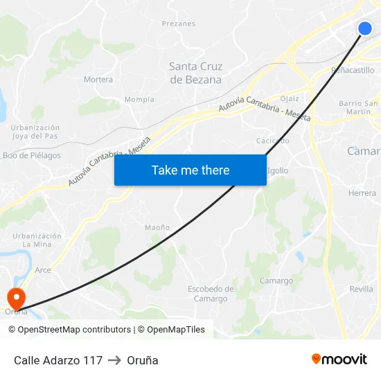 Calle Adarzo 117 to Oruña map