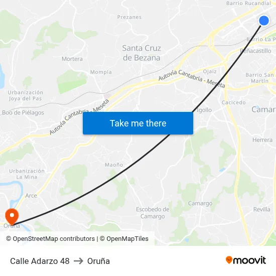 Calle Adarzo 48 to Oruña map