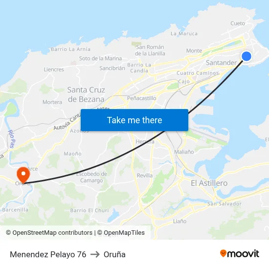 Menendez Pelayo 76 to Oruña map