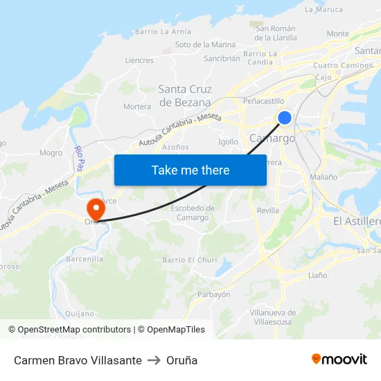 Carmen Bravo Villasante to Oruña map
