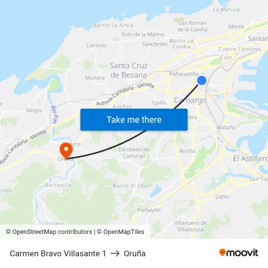 Carmen Bravo Villasante 1 to Oruña map