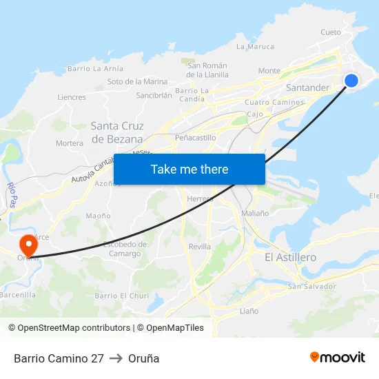 Barrio Camino 27 to Oruña map