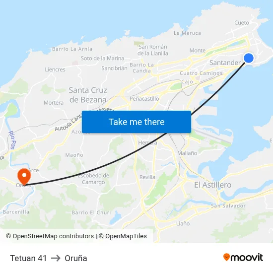 Tetuan 41 to Oruña map