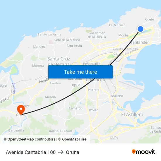Avenida Cantabria 100 to Oruña map