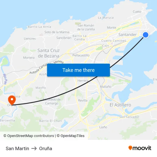 San Martin to Oruña map