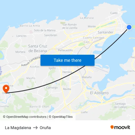 La Magdalena to Oruña map