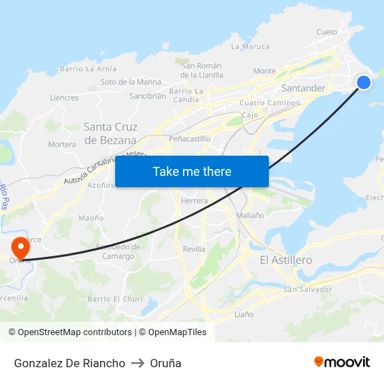 Gonzalez De Riancho to Oruña map