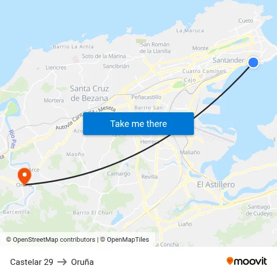 Castelar 29 to Oruña map