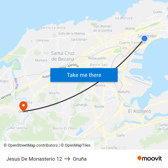 Jesus De Monasterio 12 to Oruña map