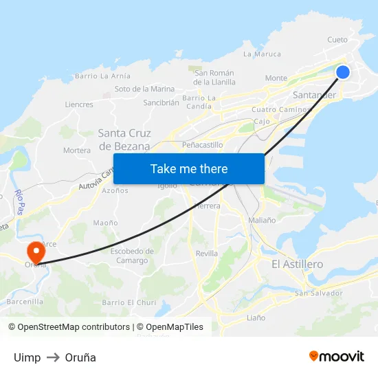 Uimp to Oruña map