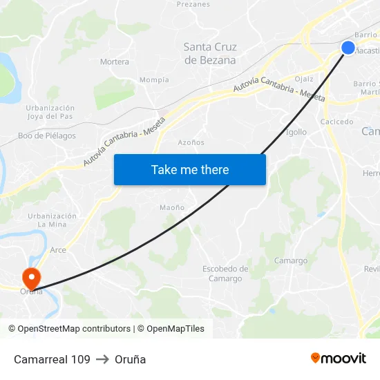 Camarreal 109 to Oruña map