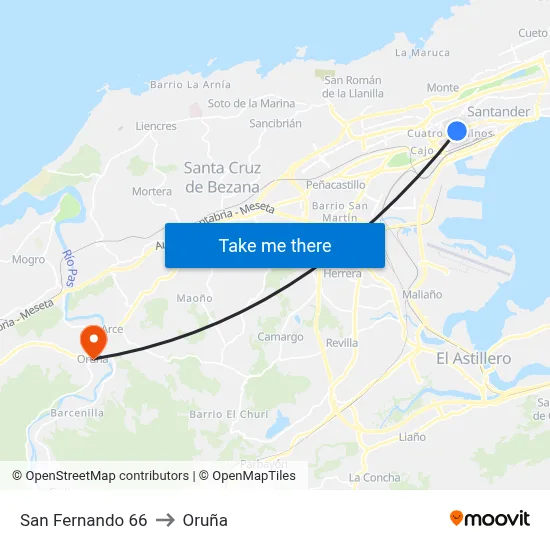San Fernando 66 to Oruña map