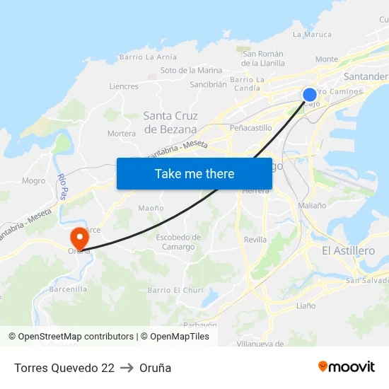 Torres Quevedo 22 to Oruña map