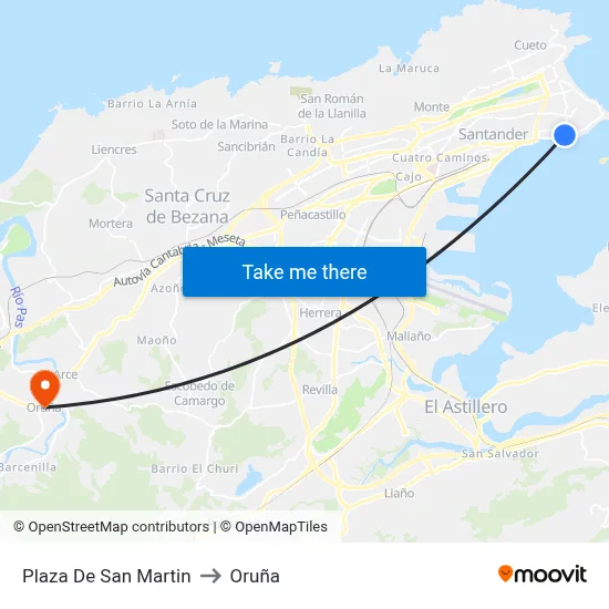 Plaza De San Martin to Oruña map