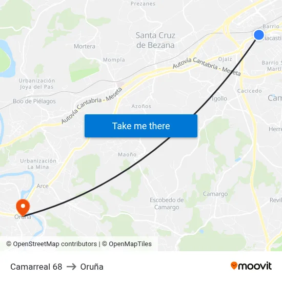 Camarreal 68 to Oruña map