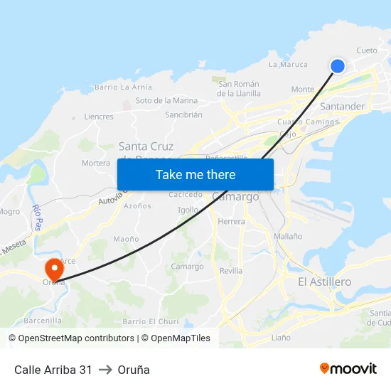 Calle Arriba 31 to Oruña map