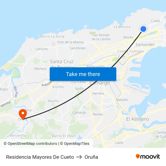 Residencia Mayores De Cueto to Oruña map