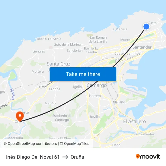 Inés Diego Del Noval 61 to Oruña map