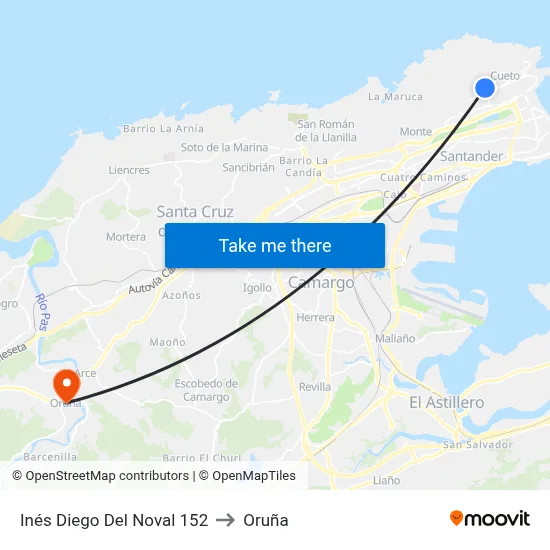 Inés Diego Del Noval 152 to Oruña map