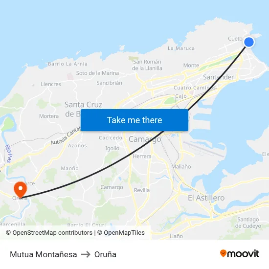 Mutua Montañesa to Oruña map
