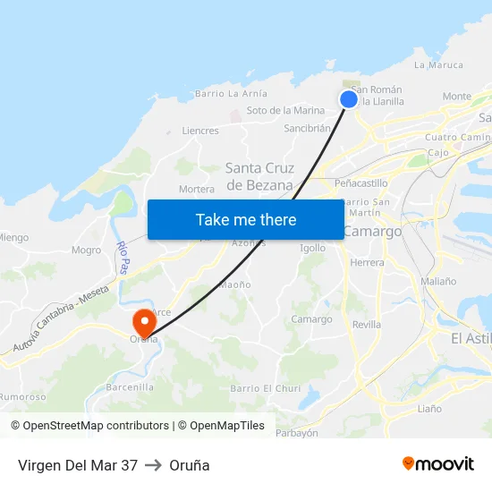 Virgen Del Mar 37 to Oruña map