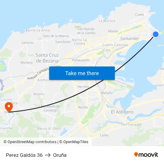 Perez Galdós 36 to Oruña map