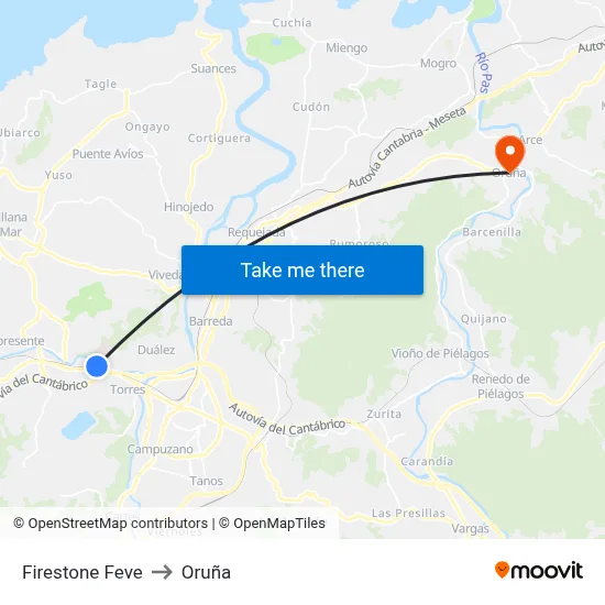 Firestone Feve to Oruña map