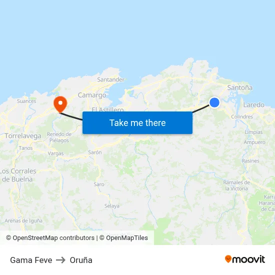 Gama Feve to Oruña map