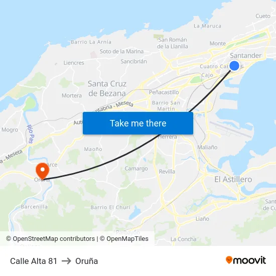 Calle Alta 81 to Oruña map