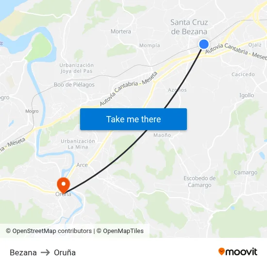 Bezana to Oruña map