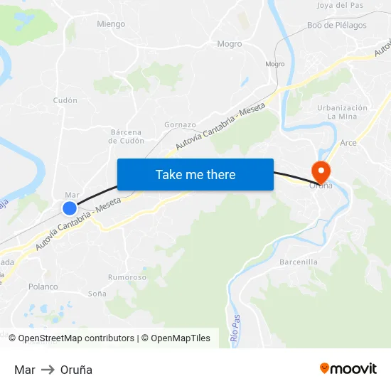 Mar to Oruña map