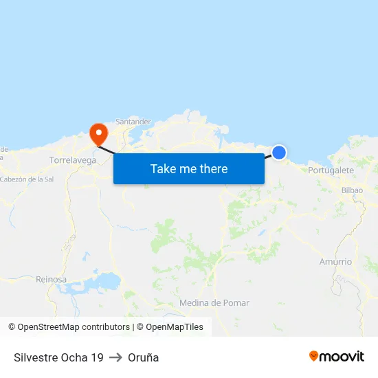 Silvestre Ocha 19 to Oruña map