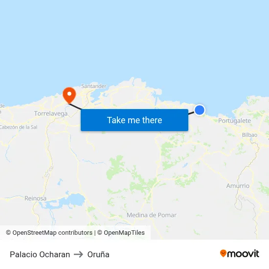Palacio Ocharan to Oruña map