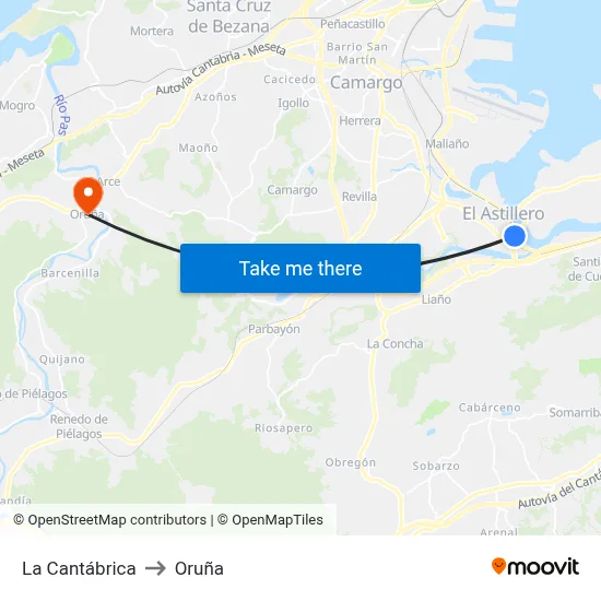 La Cantábrica to Oruña map