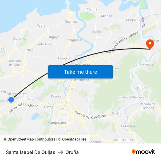Santa Isabel De Quijas to Oruña map