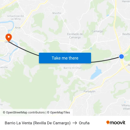 Barrio La Venta (Revilla De Camargo) to Oruña map