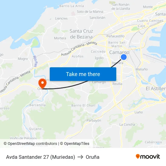 Avda Santander 27 (Muriedas) to Oruña map