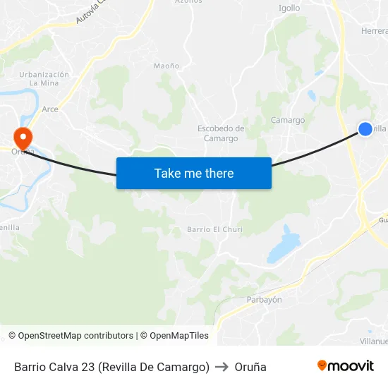 Barrio Calva 23 (Revilla De Camargo) to Oruña map