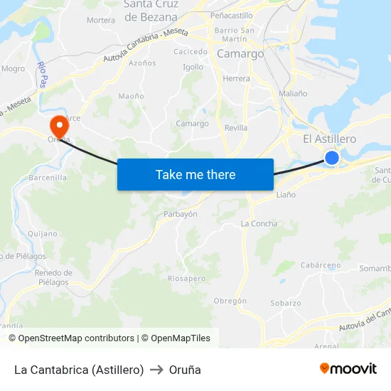 La Cantabrica (Astillero) to Oruña map