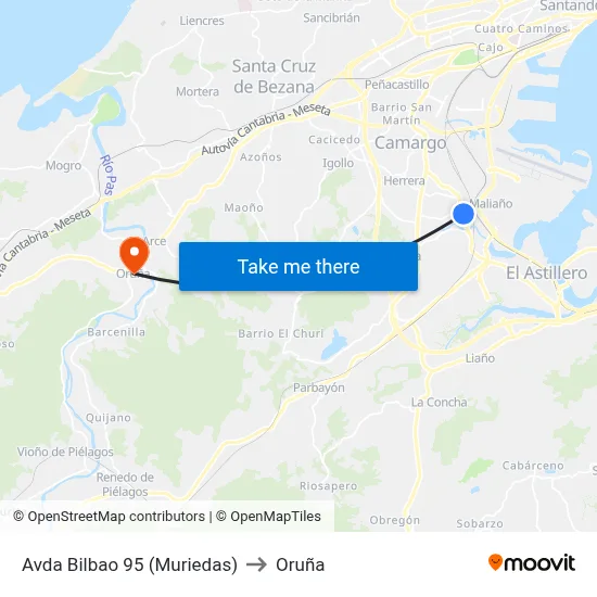 Avda Bilbao 95 (Muriedas) to Oruña map