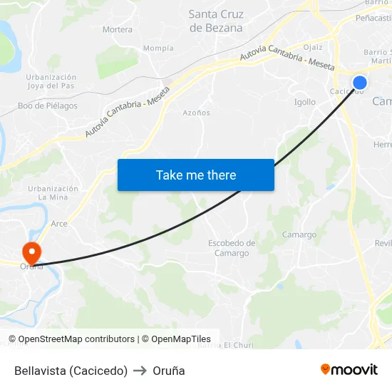 Bellavista (Cacicedo) to Oruña map