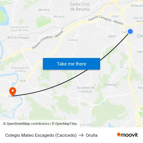 Colegio Mateo Escagedo (Cacicedo) to Oruña map