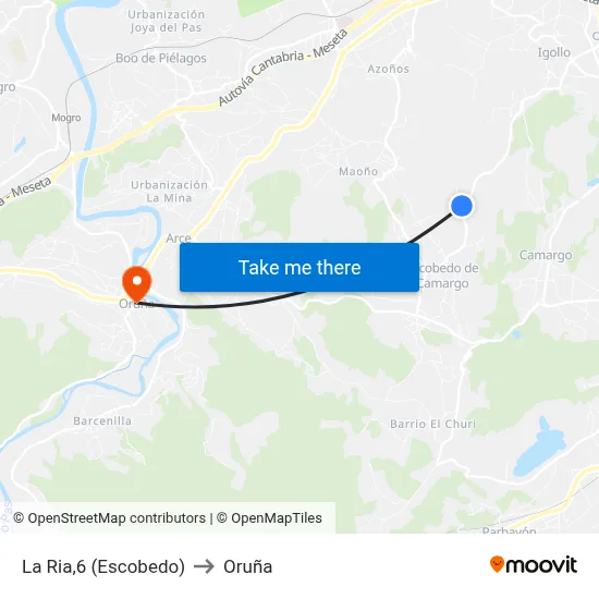 La Ria,6 (Escobedo) to Oruña map