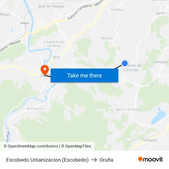 Escobedo Urbanizacion (Escobedo) to Oruña map