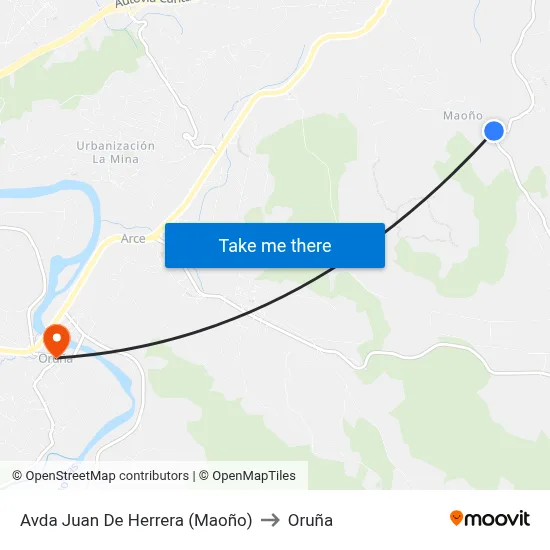 Avda Juan De Herrera (Maoño) to Oruña map