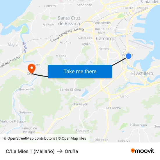 C/La Mies 1 (Maliaño) to Oruña map