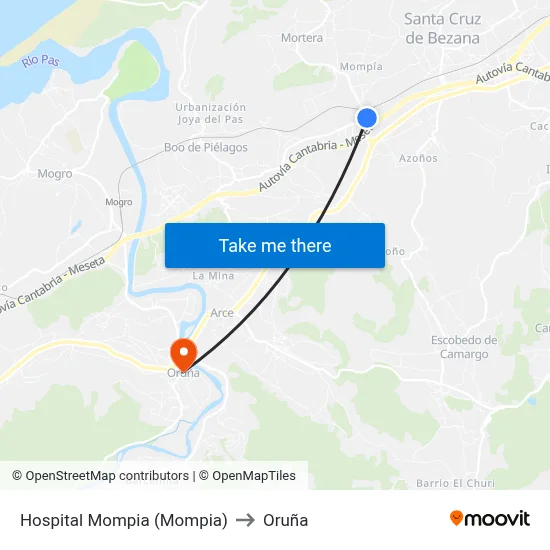 Hospital Mompia (Mompia) to Oruña map